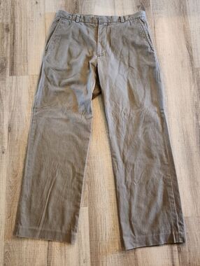 Banana Republic Men 36x32 Brown Khaki Chino Pants Flat Front Cotton Dress Casual